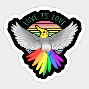 Love is Love - Rainbow Cockatiel Doodle Sticker